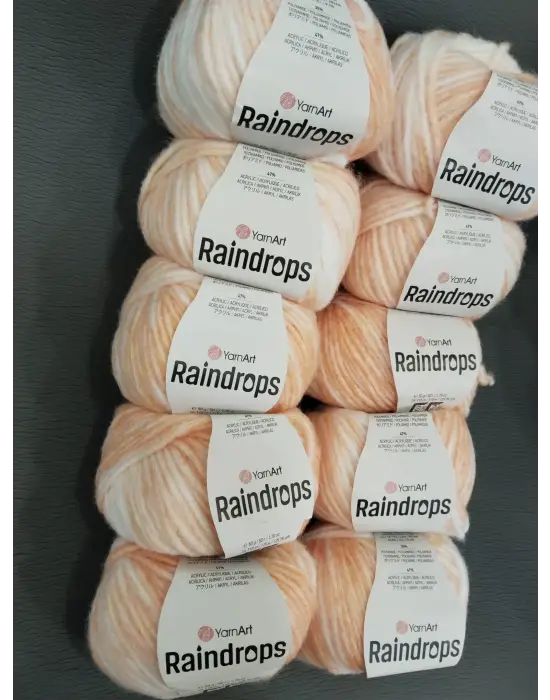 YarnArt Raindrops El Örgü İpi 10lu Set Yünlü, Akrilik ve Polyamid Karışımlı Orta Kalınlıkta Renkli İplik