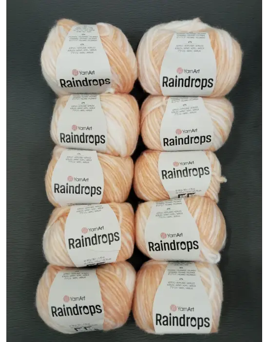 YarnArt Raindrops El Örgü İpi 10lu Set Yünlü, Akrilik ve Polyamid Karışımlı Orta Kalınlıkta Renkli İplik