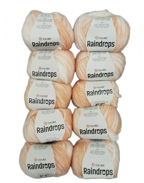 YarnArt Raindrops El Örgü İpi 10lu Set Yünlü, Akrilik ve Polyamid Karışımlı Orta Kalınlıkta Renkli İplik