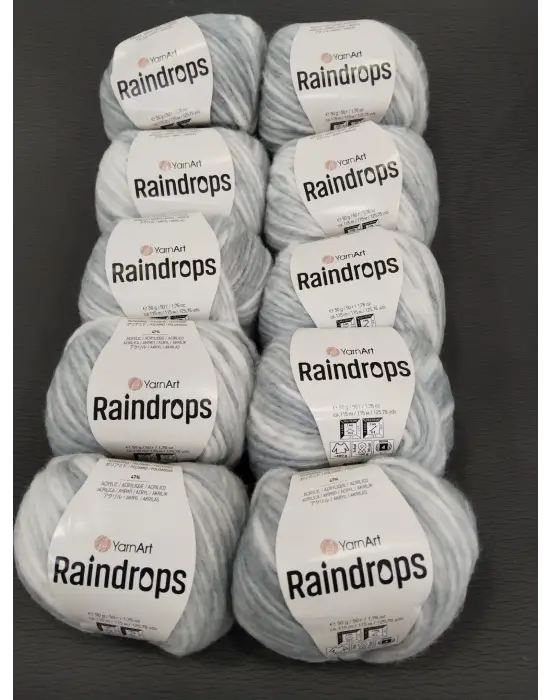 YarnArt Raindrops El Örgü İpi 10lu Set Yünlü, Akrilik ve Polyamid Karışımlı Orta Kalınlıkta Renkli İplik