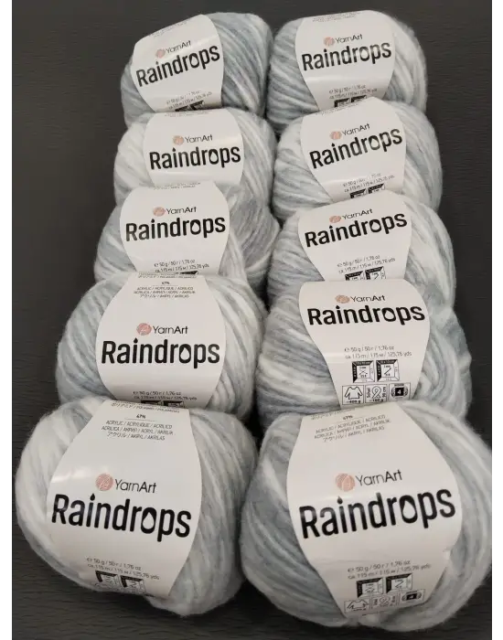 YarnArt Raindrops El Örgü İpi 10lu Set Yünlü, Akrilik ve Polyamid Karışımlı Orta Kalınlıkta Renkli İplik