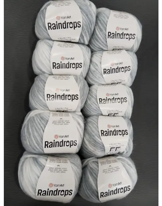 YarnArt Raindrops El Örgü İpi 10lu Set Yünlü, Akrilik ve Polyamid Karışımlı Orta Kalınlıkta Renkli İplik