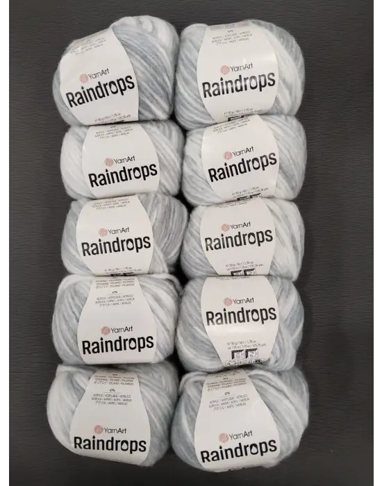 YarnArt Raindrops El Örgü İpi 10lu Set Yünlü, Akrilik ve Polyamid Karışımlı Orta Kalınlıkta Renkli İplik