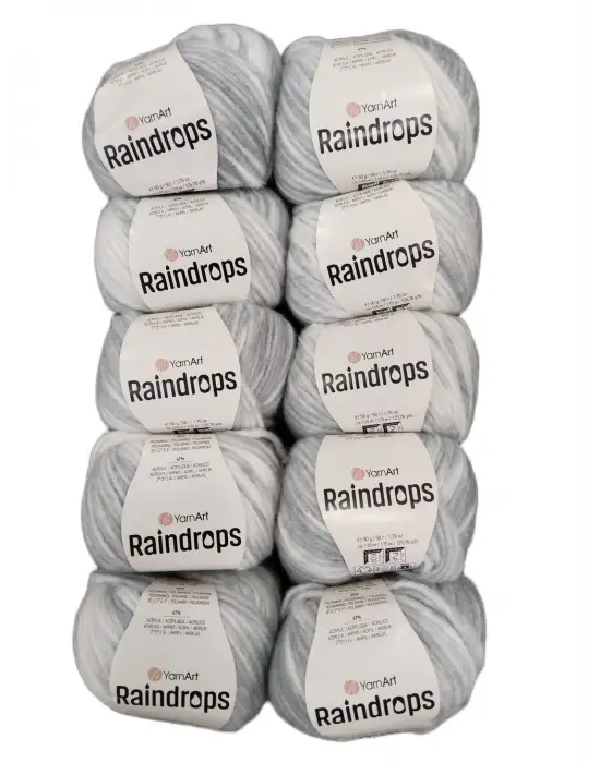 YarnArt Raindrops El Örgü İpi 10lu Set Yünlü, Akrilik ve Polyamid Karışımlı Orta Kalınlıkta Renkli İplik