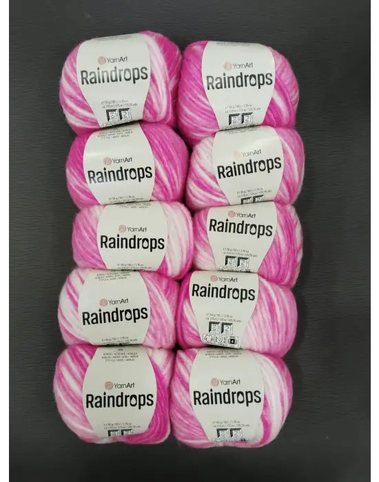YarnArt Raindrops El Örgü İpi 10lu Set Yünlü, Akrilik ve Polyamid Karışımlı Orta Kalınlıkta Renkli İplik