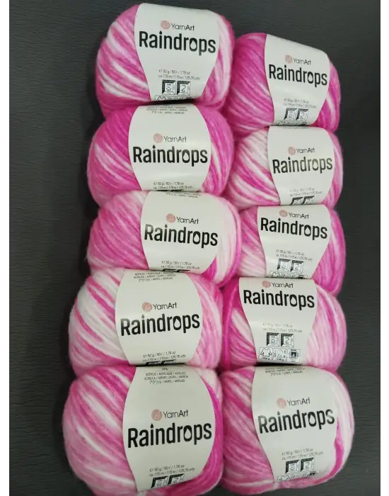 YarnArt Raindrops El Örgü İpi 10lu Set Yünlü, Akrilik ve Polyamid Karışımlı Orta Kalınlıkta Renkli İplik