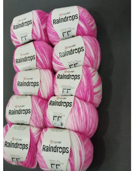 YarnArt Raindrops El Örgü İpi 10lu Set Yünlü, Akrilik ve Polyamid Karışımlı Orta Kalınlıkta Renkli İplik