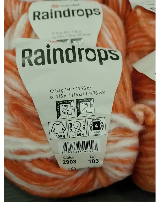 YarnArt Raindrops El Örgü İpi 10lu Set Yünlü, Akrilik ve Polyamid Karışımlı Orta Kalınlıkta Renkli İplik