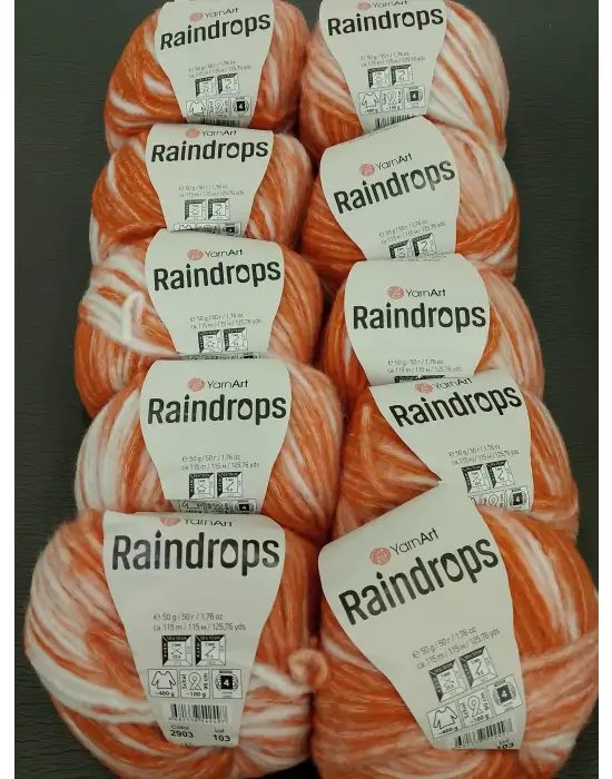 YarnArt Raindrops El Örgü İpi 10lu Set Yünlü, Akrilik ve Polyamid Karışımlı Orta Kalınlıkta Renkli İplik