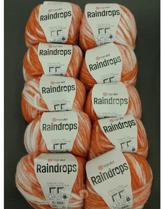YarnArt Raindrops El Örgü İpi 10lu Set Yünlü, Akrilik ve Polyamid Karışımlı Orta Kalınlıkta Renkli İplik