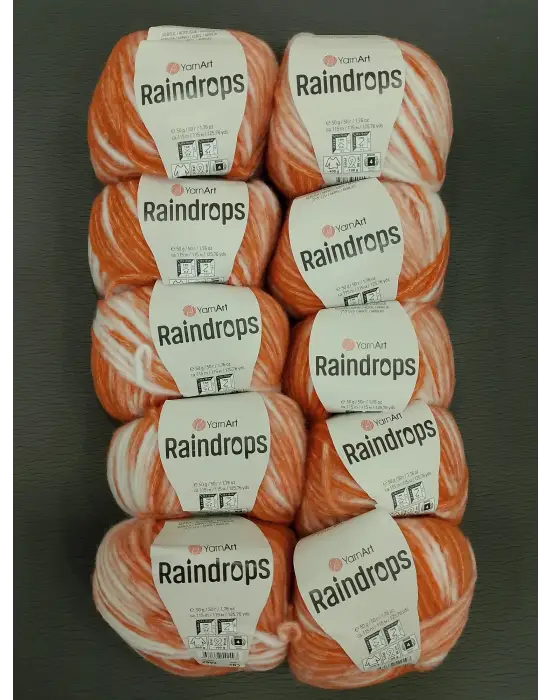 YarnArt Raindrops El Örgü İpi 10lu Set Yünlü, Akrilik ve Polyamid Karışımlı Orta Kalınlıkta Renkli İplik