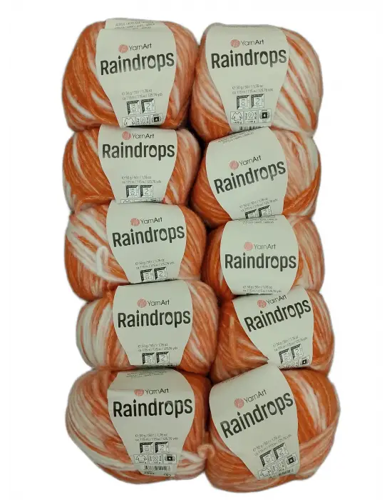 YarnArt Raindrops El Örgü İpi 10lu Set Yünlü, Akrilik ve Polyamid Karışımlı Orta Kalınlıkta Renkli İplik