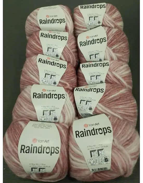YarnArt Raindrops El Örgü İpi 10lu Set Yünlü, Akrilik ve Polyamid Karışımlı Orta KalınAlıkta Renkli İplik