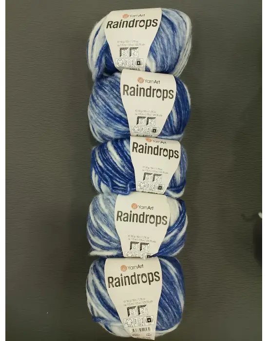 YarnArt Raindrops El Örgü İpi 5li Set Yünlü, Akrilik ve Polyamid Karışımlı Orta Kalınlıkta Renkli İplik