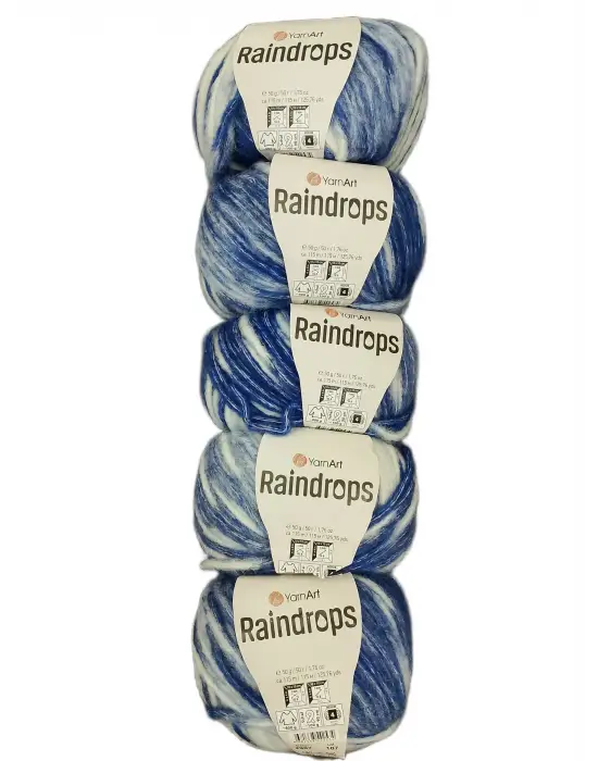 YarnArt Raindrops El Örgü İpi 5li Set Yünlü, Akrilik ve Polyamid Karışımlı Orta Kalınlıkta Renkli İplik