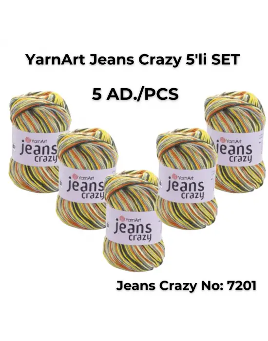 Yarnart Jeans Crazy 5li SET Ebruli El Örgü Ipi No:7201