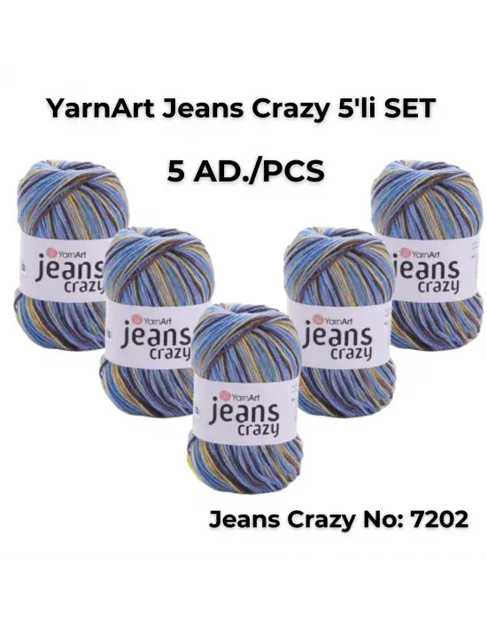 Yarnart Jeans Crazy 5li SET Ebruli El Örgü Ipi No:7202