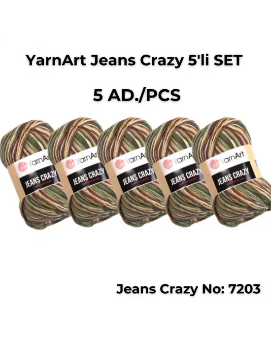 Yarnart Jeans Crazy 5li SET Ebruli El Örgü Ipi No:7203