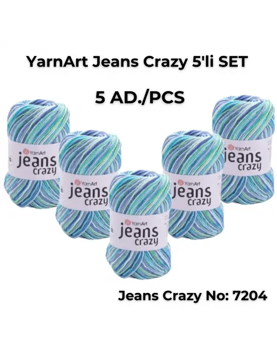 Yarnart Jeans Crazy 5li SET Ebruli El Örgü Ipi No:7204