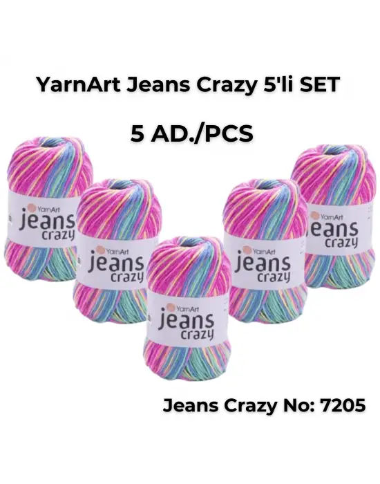 Yarnart Jeans Crazy 5li SET Ebruli El Örgü Ipi No:7205