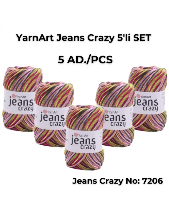 Yarnart Jeans Crazy 5li SET Ebruli El Örgü Ipi No:7206
