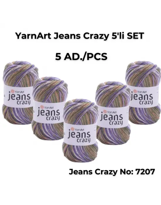 Yarnart Jeans Crazy 5li SET Ebruli El Örgü Ipi No:7207