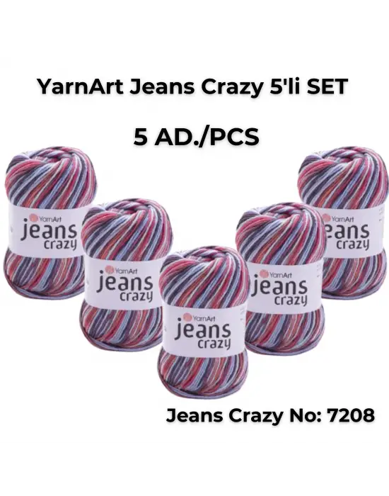 Yarnart Jeans Crazy 5li SET Ebruli El Örgü Ipi No:7208