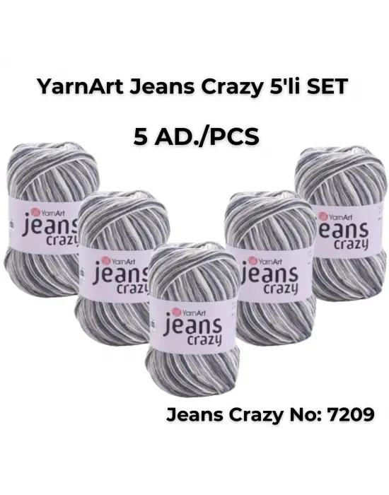 Yarnart Jeans Crazy 5li SET Ebruli El Örgü Ipi No:7209