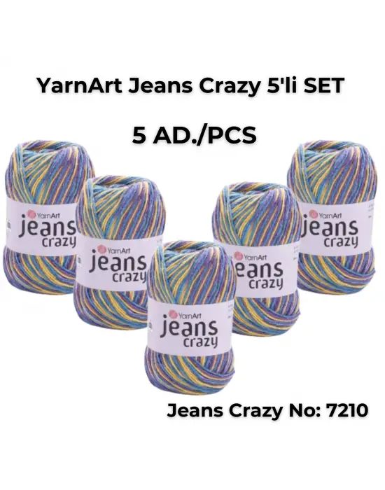 Yarnart Jeans Crazy 5li SET Ebruli El Örgü Ipi No:7210