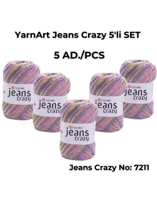 Yarnart Jeans Crazy 5li SET Ebruli El Örgü Ipi No:7211