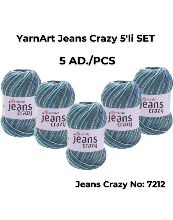 Yarnart Jeans Crazy 5li SET Ebruli El Örgü Ipi No:7212