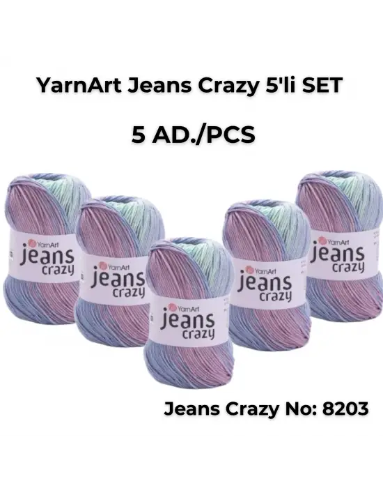 Yarnart Jeans Crazy 5li SET Ebruli El Örgü Ipi No:8203