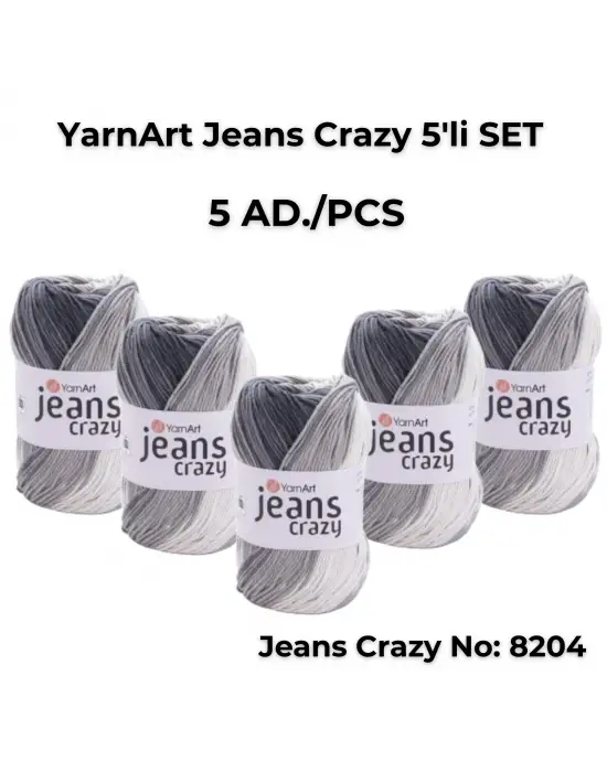 Yarnart Jeans Crazy 5li SET Ebruli El Örgü Ipi No:8204