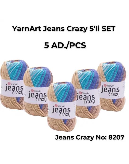 Yarnart Jeans Crazy 5li SET Ebruli El Örgü Ipi No:8207
