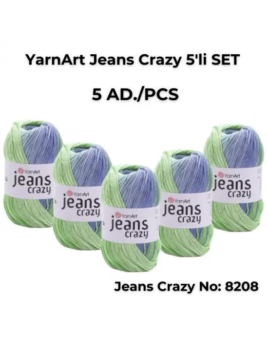 Yarnart Jeans Crazy 5li SET Ebruli El Örgü Ipi No:8208