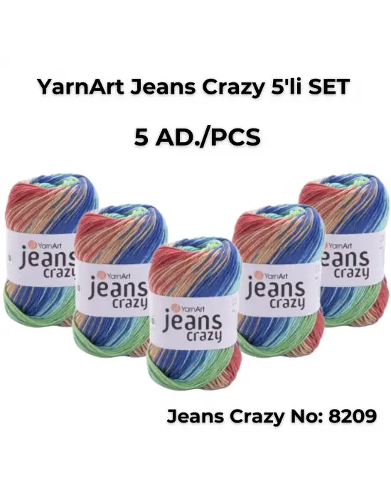 Yarnart Jeans Crazy 5li SET Ebruli El Örgü Ipi No:8209