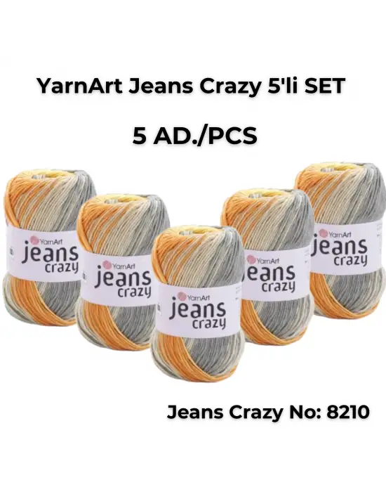 Yarnart Jeans Crazy 5li SET Ebruli El Örgü Ipi No:8210