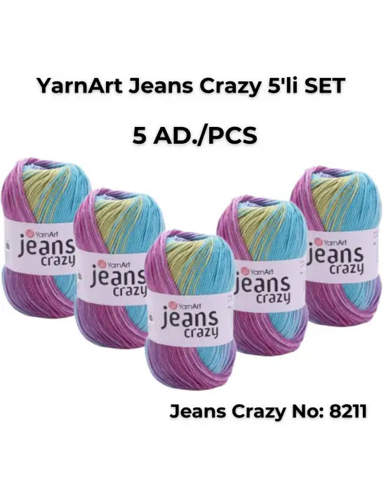 Yarnart Jeans Crazy 5li SET Ebruli El Örgü Ipi No:8211