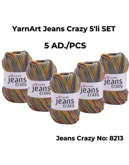 Yarnart Jeans Crazy 5li SET Ebruli El Örgü Ipi No:8213