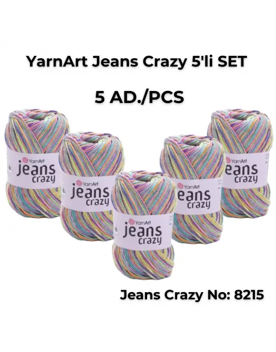 Yarnart Jeans Crazy 5li SET Ebruli El Örgü Ipi No:8215