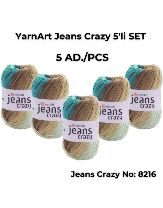 Yarnart Jeans Crazy 5li SET Ebruli El Örgü Ipi No:8216