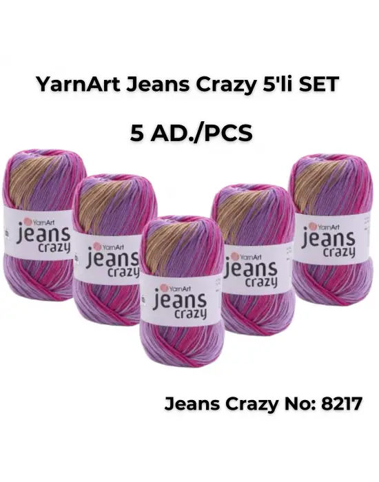 Yarnart Jeans Crazy 5li SET Ebruli El Örgü Ipi No:8217