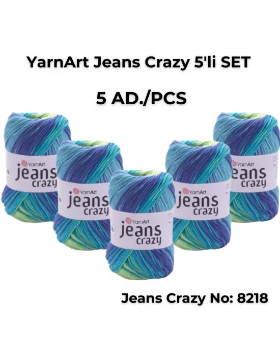 Yarnart Jeans Crazy 5li SET Ebruli El Örgü Ipi No:8218