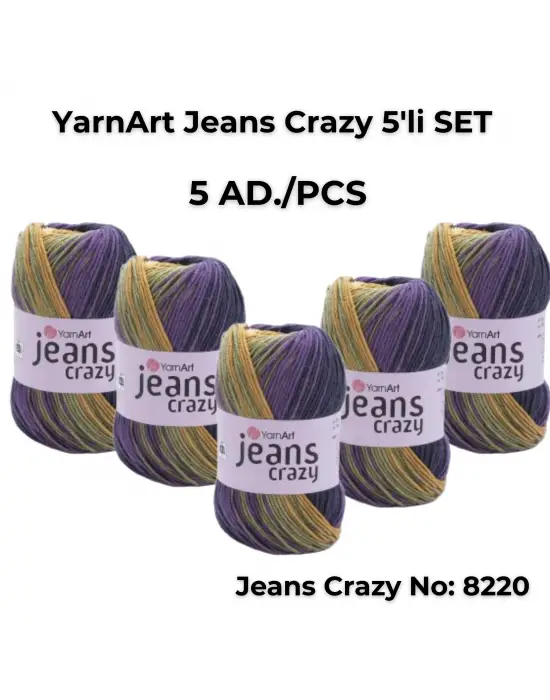 Yarnart Jeans Crazy 5li SET Ebruli El Örgü Ipi No:8220