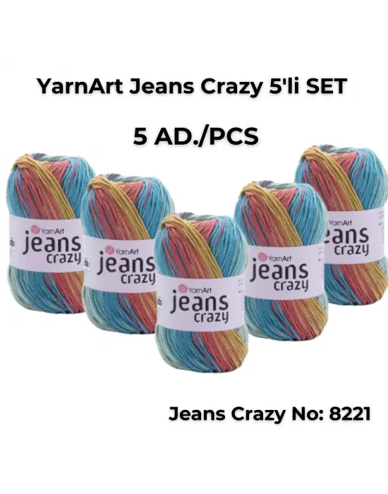 Yarnart Jeans Crazy 5li SET Ebruli El Örgü Ipi No:8221