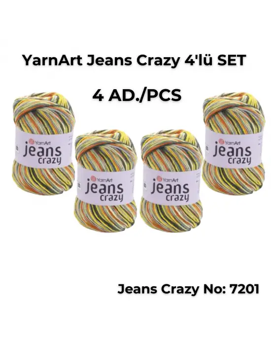 Yarnart Jeans Crazy 4lü SET Ebruli El Örgü Ipi No:7201