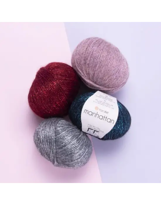 Manhattan - Simli El Örgü Ipi Siyah Kırmızı 904