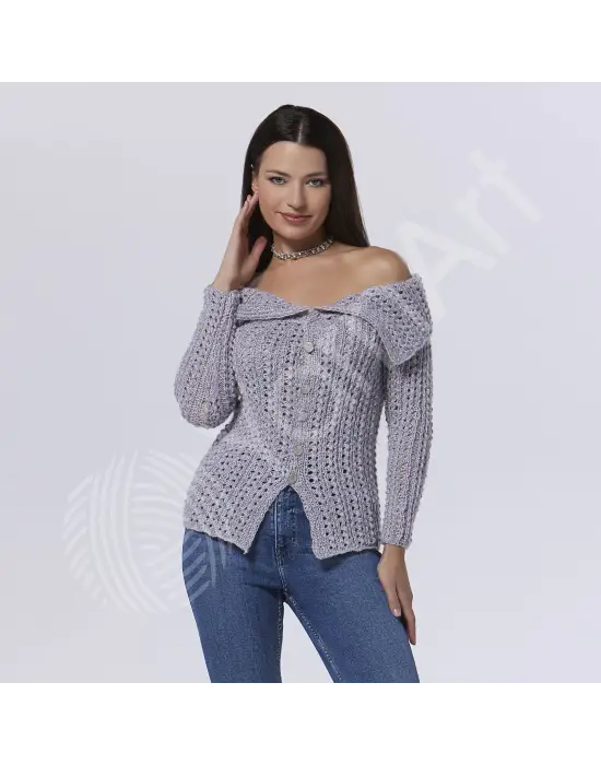 Manhattan - Simli El Örgü Ipi Siyah Kırmızı 904