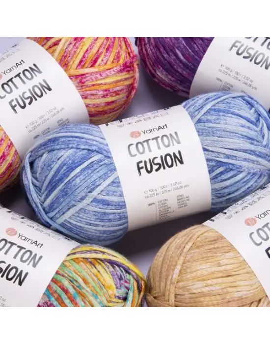 YarnArt Cotton Fusion El Örgü İpi – 100g 225m | %100 Pamuk, Hafif ve Yumuşak Doku | Yazlık Bluz, Çanta ve Aksesuar İçin İdeal