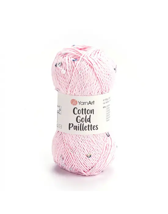 YarnArt Cotton Gold Paillettes – Işıltılı Pullu Pamuklu El Örgü İpi 50g | Yazlık Şal, Bluz, Aksesuar İçin Hafif ve Parlak İplik